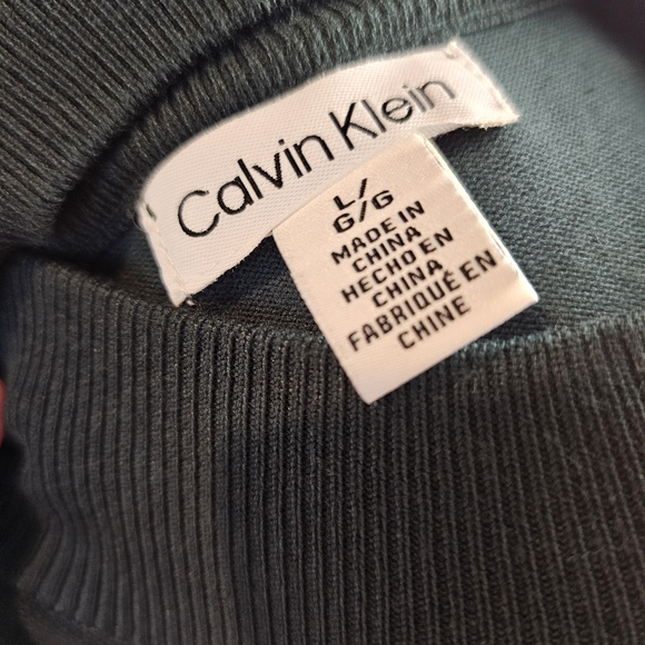 NWT Calvin Klein Mock Turtleneck Long Sleeved Forest Green Blouse - Picture 13 of 14